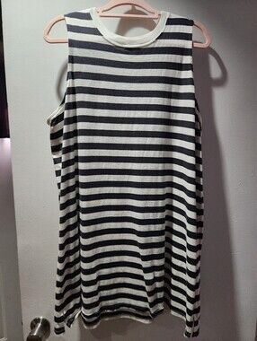 Old Navy Black and White Striped Sleeveless Dress